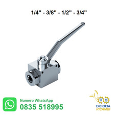 RUBINETTO ALTA PRESSIONE A SFERA PER OLEODINAMICA 500 BAR 2 VIE ACCIAIO