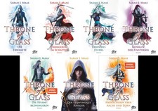 Sarah J. Maas Die Throne of Glass-Reihe Band 1-7 plus 1 exklusives Postkartenset