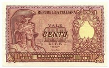100 LIRE BIGLIETTO DI STATO ITALIA ELMATA BOLAFFI 31/12/1951 qFDS
