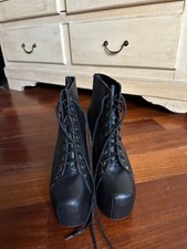 Tronchetto Jeffrey Campbell in Pelle Nera - Misura 40 - Tacco 12.50 Plateau cm 6