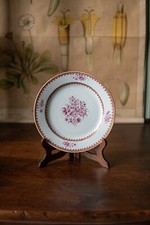 RARO PIATTO CINA compagnia delle indie XVIII con decori floreali rosa