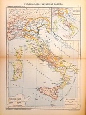 ITALIA LE 11 REGIONI DI AUGUSTO Carta geografica storica 1938 Antique map