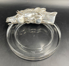 Posacenere svuota tasche soprammobile Cristallo Mario Cioni cavalli argentato