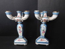 ANTICHI CANDELABRI IN PORCELLANA FRANCE LIMOGES?  DECORATI A MANO COLORE E ORO