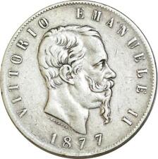 AA421 Italie 5 Lire Vittorio Emanuele II 1877 R Rome Argent Silver ->Make offer
