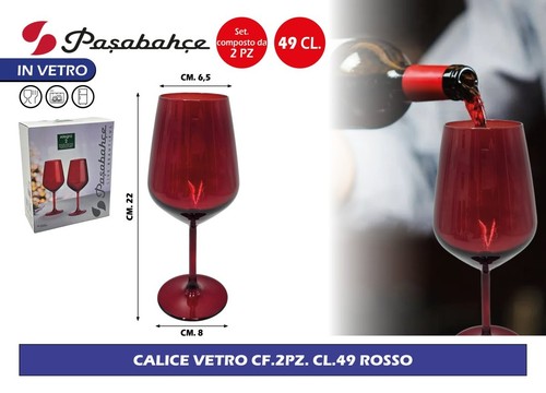 Set calici vetro rosso - vetro,