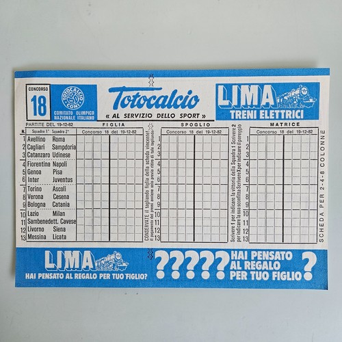 Schedina totocalcio 1982 - totocalcio, 19/12/1982
