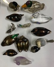 COLLEZIONE  12 Statuine Anatre e 1 Barchetta, ametista, argento, Swarovski