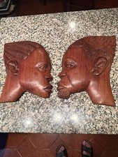 Lotto 2 Maschere Africane Tribali In Legno  Anni 60