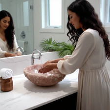 Lavabo in quarzo rosa