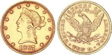 USA 10 dollari oro 1897 testa