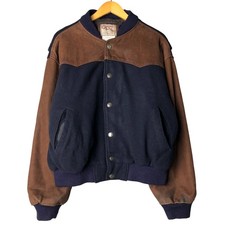 Giacca vintage Giampier varsity con maniche in pelle e bottoni in lana taglia M...