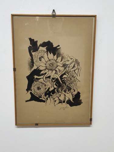 Quadro disegno fiori firmato - quadro,
