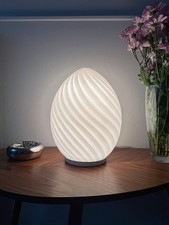 Rara Lampada da Tavolo UOVO in Vetro di MURANO Swirl/Spirale Italia 1970 VENINI