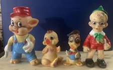 VINTAGE lotto RUBBER TOY LEDRAPLASTIC ledra pinocchio tre porcellini disney