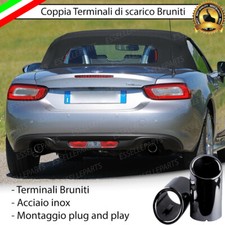 COPPIA TERMINALI DI SCARICO PER MARMITTA NERO BRUNITO INOX FIAT 124 SPIDER
