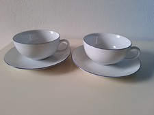 THUN 1794 INGLAZED 2 TAZZE PORCELLANA BIANCA CON BORDO BLU MADE CECOSLOVACCHIA