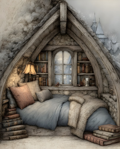 Accogliente letto libro - , di