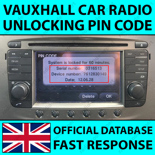 Pin sblocco radio vauxhall - pin,