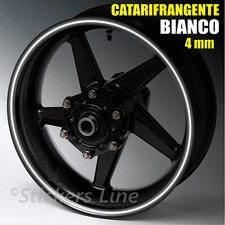 Nastro adesivi strisce ruote catarifrangenti BIANCO riflettente 4mm cerchi moto