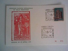 cartolina postale 30° RESISTENZA POSTA PARTIGIANA  ESPOSIZIONE GENOVA 1975 ROSSA