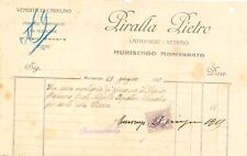 Fattura Piralla Pietro lattoniere Murisengo 25.06.1915 cassa morto marca bollo