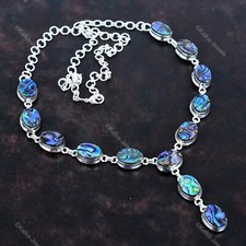Collana catena compleanno pietra conchiglia abalone argento sterling 925 affare giorno donna