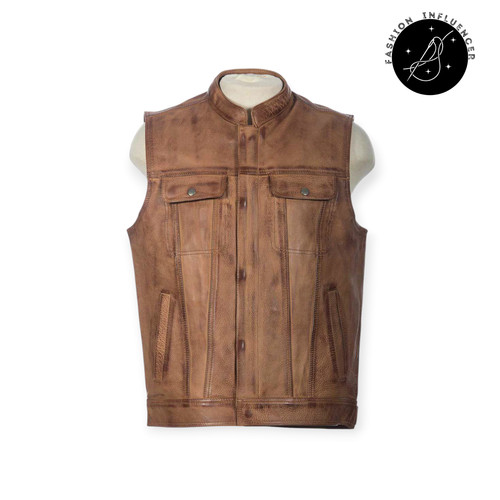 Gilet pelle motociclista - in,