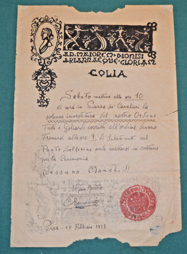Goliardia pisa 1927 documento - pisa,