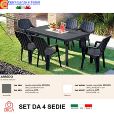 Set Tavolo Allungabile in Resina Sedie Poltrona Alta Esterno Giardino Terrazzo