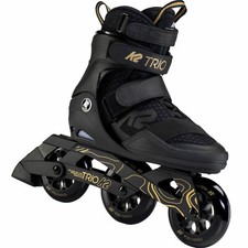 K2 Trio 110 Pattini IN Linea Pattini a Rotelle Skating 110mm/90A Nero/Oro