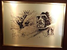 ALDO RAIMONDI (1902-1998) SERIGRAFIA INCISIONE 1976 ANNI 70 FIRMATA TRENO INVERN