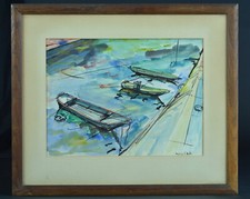 Quadro Antico Marina Barche A