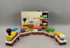 TRENINO IN LEGNO COMPONIBILE COSTRUZIONI TRENO VINTAGE ANNI 60 70 80 NEW 