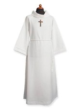 TUNICA PRIMA COMUNIONE DAL TAGLIO SEMPLICE, CON FINTO CAPPUCCIO MOD. T-012