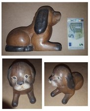 Cane in legno massiccio artigianato orientale cm 17x15 vintage cucciolo beagle