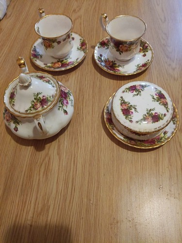 Set tè old - set, roses