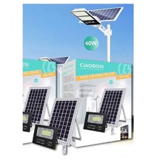 FARO FARETTO LED PANNELLO SOLARE FOTOVOLTAICO IP67 40 W CON TELECOMANDO LED-8191