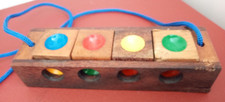 GIOCO Logica Semaforo Rompicapo Legno di Tek  3 Giochi in 1 Thailandia Vintage