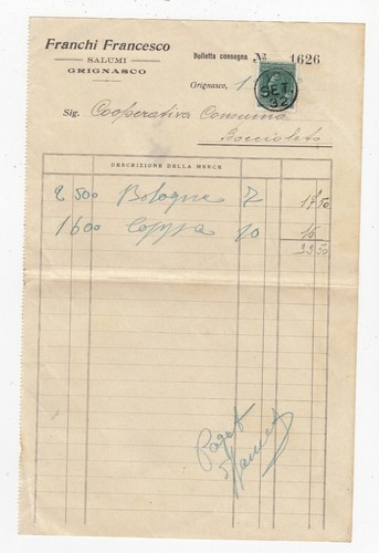 Fattura grignasco salumi - fattura,