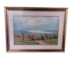 QUADRO OLIO SU TELA MAGROTTI "LAGO DI VARESE AUTUNNALE" 40x60