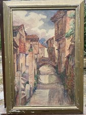 Adrien Hamon 1875 - 1963 & Pittura Su Carta & Ponte & Villaggio & Francia