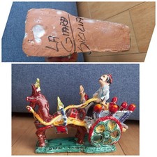 Scultura Carro Carretto La Giara Sicilia Ceramica terracotta smaltata