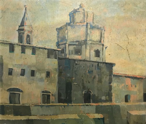 Dipinto olio tela chiesa - su,