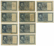 10 LIRE LOTTO 10 BIGLIETTI DI STATO VITTORIO EMANUELE III FASCIO MB