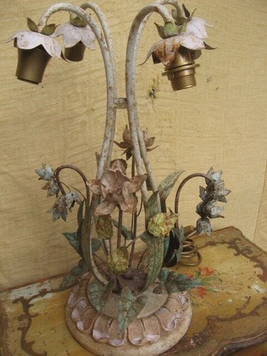 Lampada ferro laccata fiori - laccata,