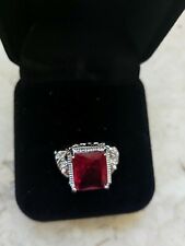 IMPORTANTE ANELLO PIETRA ROSSA ROSSO RUBINO DA EREDITÀ ELEGANZA CLASS LAVORATO