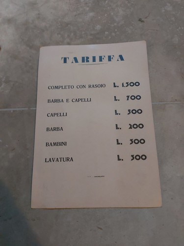 Tariffario vintage barbiere - vintage,