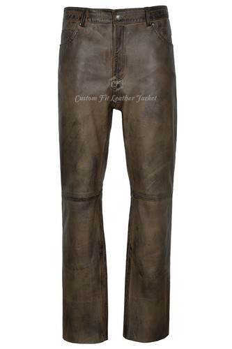 Pantalone uomo pelle marrone