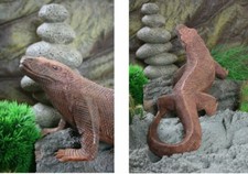 DRAGO DI KOMODO statua scultura artigianale in legno Suar 32 cm Bali Indonesia